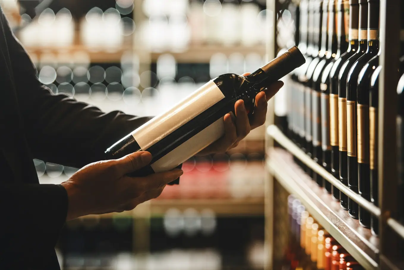 mężczyzna wybierający wino